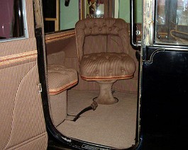 Newly upholstered interior showing its unique seating layout.